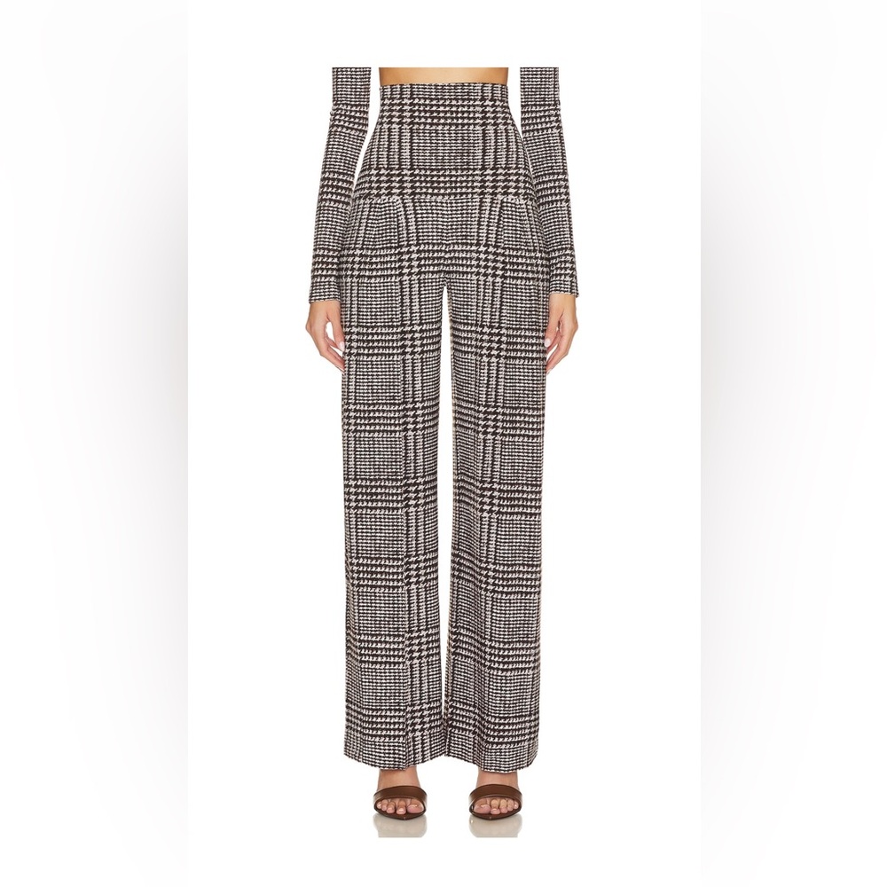 Norma Kamali High Waist Pleat Pant in Chocolate Glenn
Plaid Tweed NWT